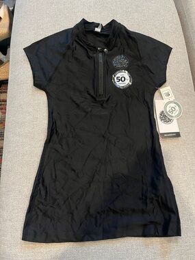 Black UPF 50+ Short Sleeve Swim Rash Guard Top Ripcurl